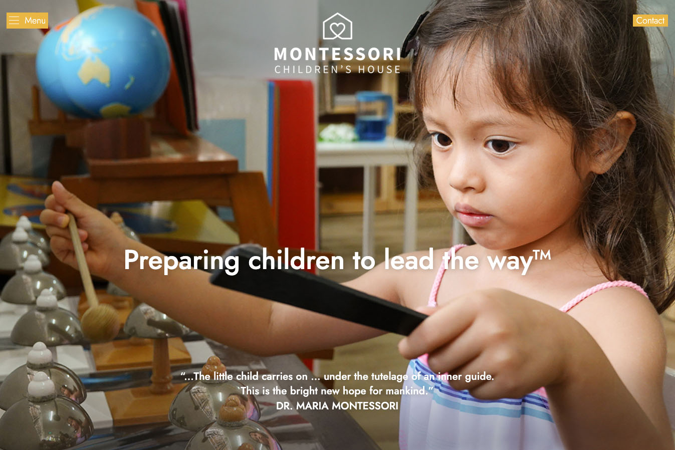 Screengrab of Montessori Children's School website homepage