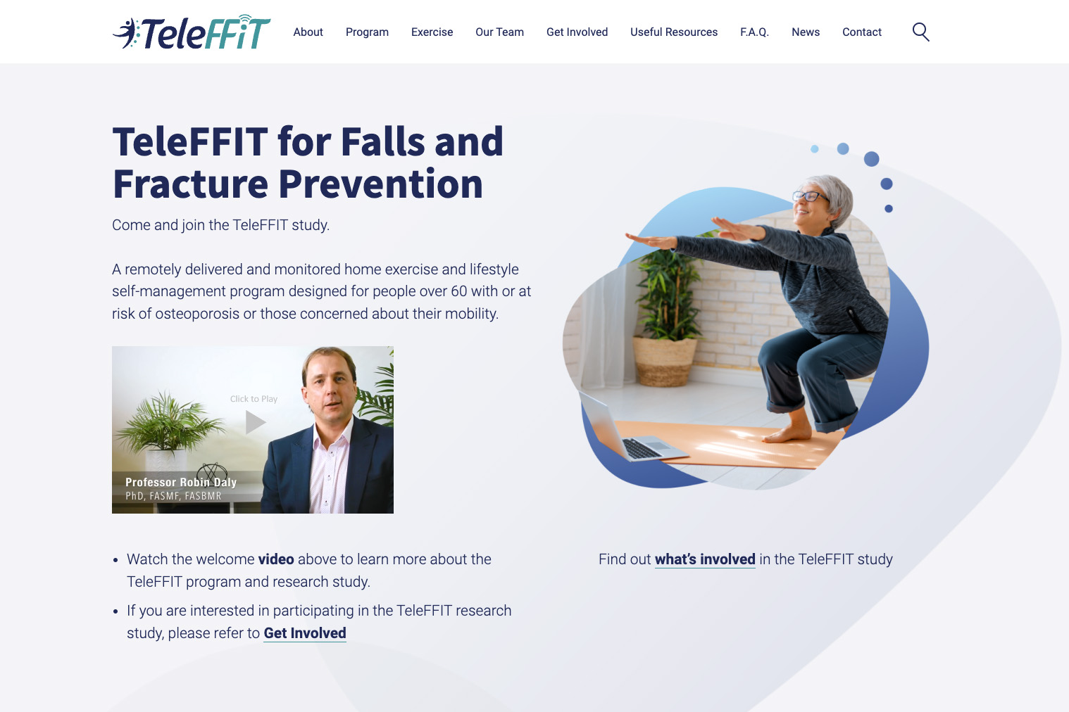 Screengrab of the TeleFFIT website homepage.